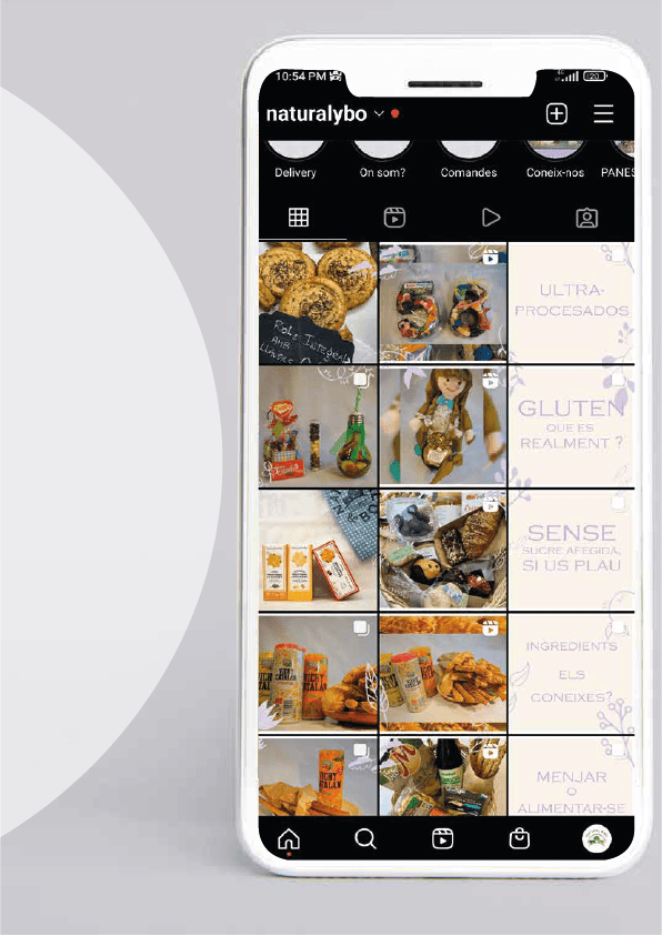 Imagen que muestra el feed de una cuenta de una herboristería donde le ayude con la creación de contenidos